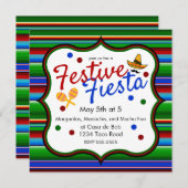 Blue Red Green Sarape Cinco de Mayo Einladung (Vorne/Hinten)