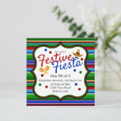 Blue Red Green Sarape Cinco de Mayo Einladung (Stehend Vorderseite)