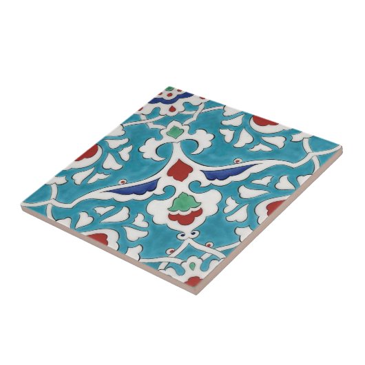 Blue Red Green White Azulejo Pattern Fliese (Seite)