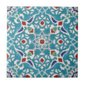 Blue Red Green White Azulejo Pattern Fliese (Vorderseite)
