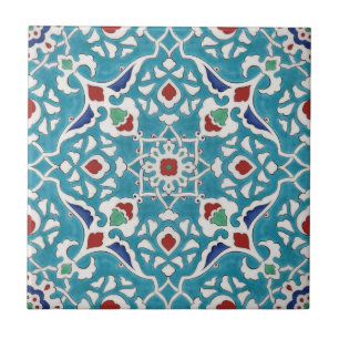 Blue Red Green White Azulejo Pattern Fliese