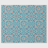 Blue Red Green White Azulejo Pattern Geschenkpapier (Flach)