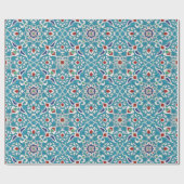 Blue Red Green White Azulejo Pattern Geschenkpapier (Flach)
