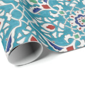 Blue Red Green White Azulejo Pattern Geschenkpapier (Rolleneckpunkt)