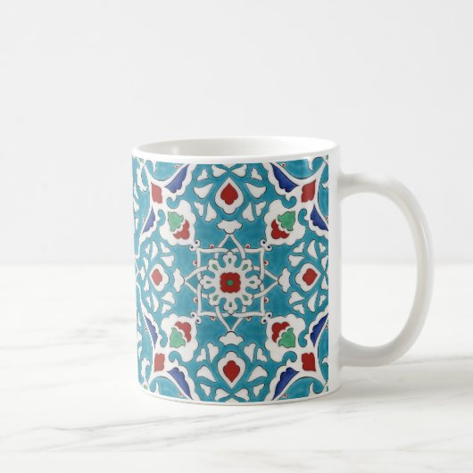 Blue Red Green White Azulejo Pattern Kaffeetasse (Rechts)
