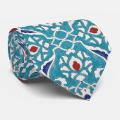 Blue Red Green White Azulejo Pattern Krawatte (Gerollt)