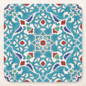 Blue Red Green White Azulejo Pattern Rechteckiger Pappuntersetzer (Vorderseite)