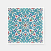 Blue Red Green White Azulejo Pattern Serviette (Vorderseite)