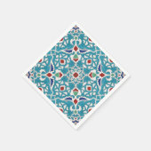 Blue Red Green White Azulejo Pattern Serviette (Ecke)