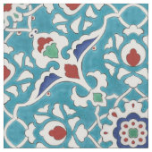 Blue Red Green White Azulejo Pattern Stoff (Nahaufnahme)