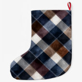 Blue Red Grey White Squares   Großer Weihnachtsstrumpf (Rückseite)