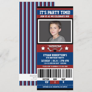 Blue/Red Hockey Ticket Geburtstagsparty Einladung