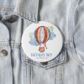 Blue Red Hot Air Ballon Stars Happy Birthday Boy Button (Beispiel)