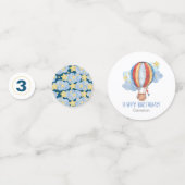 Blue Red Hot Air Ballon Stars Kinder glücklich Geb Konfetti (Vorderseiten)