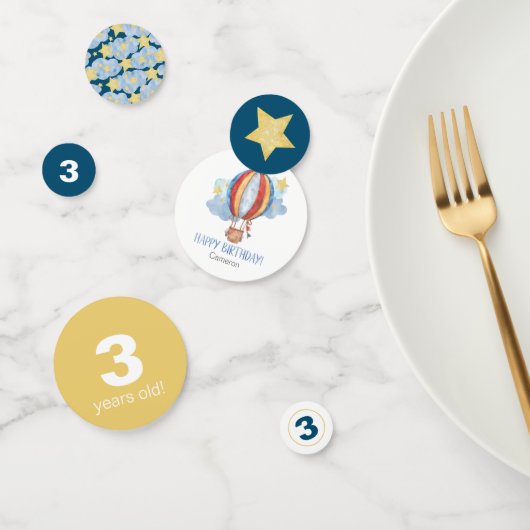 Blue Red Hot Air Ballon Stars Kinder glücklich Geb Konfetti (Gruppe)