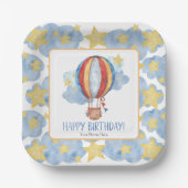 Blue Red Hot Air Ballon Stars Kinder glücklich Geb Pappteller (Vorderseite)