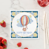 Blue Red Hot Air Ballon Stars Kinder glücklich Geb Serviette (Beispiel)