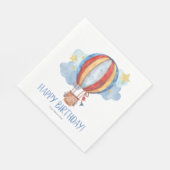 Blue Red Hot Air Ballon Stars Kinder glücklich Geb Serviette (Ecke)