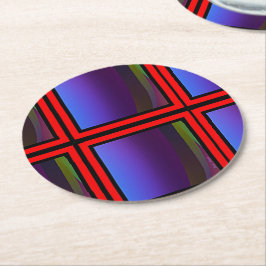 Blue Red Kariert Drink Coasters Runder Pappuntersetzer