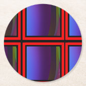 Blue Red Kariert Drink Coasters Runder Pappuntersetzer (Vorderseite)