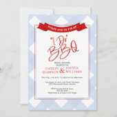 Blue Red Kariert I Do GRILLEN Brautparty Einladung (Vorderseite)