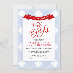 Blue Red Kariert I Do GRILLEN Brautparty Einladung