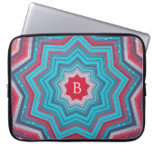 Blue & Red Mandala Rosette Pattern Monogram Laptopschutzhülle (Vorderseite)