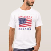 Blue Red Minimalistisch American Dreams T-Shirt (Vorderseite)