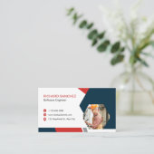 Blue Red Modern Custom Visitenkarte (Stehend Vorderseite)