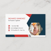 Blue Red Modern Custom   Visitenkarte (Vorderseite)