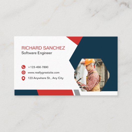 Blue Red Modern Custom Visitenkarte (Vorderseite)