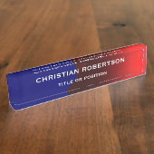 Blue Red Modern Simple Schlicht Business Namensplakette (Seite)