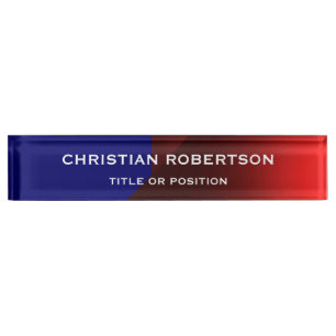 Blue Red Modern Simple Schlicht Business Namensplakette