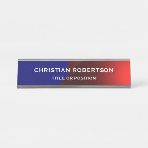 Blue Red Modern Simple Schlicht Business Schreibtischnamensplakette