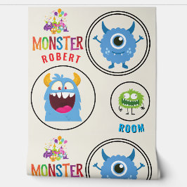 Blue Red Monster Kids' Rooms Child Name Tapete