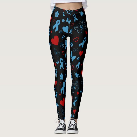 Blue/Red Multi..Diabetes Leggings (Vorderseite)
