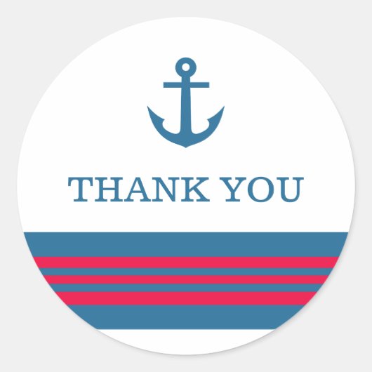 Blue Red Nautical Anchor Danke Stickers (Vorderseite)