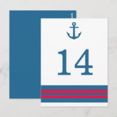 Blue Red Nautical Anchor Tischnummer Postcard (Vorne/Hinten)