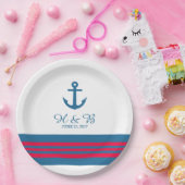 Blue Red Nautical Anchor Wedding Paper Teller (Party)