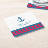 Blue Red Nautical Anchor Wedding Paper Untersetzer (angewinkelt)