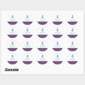 Blue Red Nautical Anchor Wedding Stickers (Blatt)