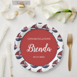 Blue & Red Nautical Baby Shower Pappteller