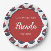 Blue & Red Nautical Baby Shower Pappteller (Vorderseite)