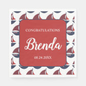 Blue & Red Nautical Baby Shower Serviette (Vorderseite)