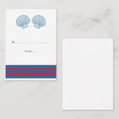 Blue Red Nautical Seashells Wedding Platzkarten (Vorne/Hinten)