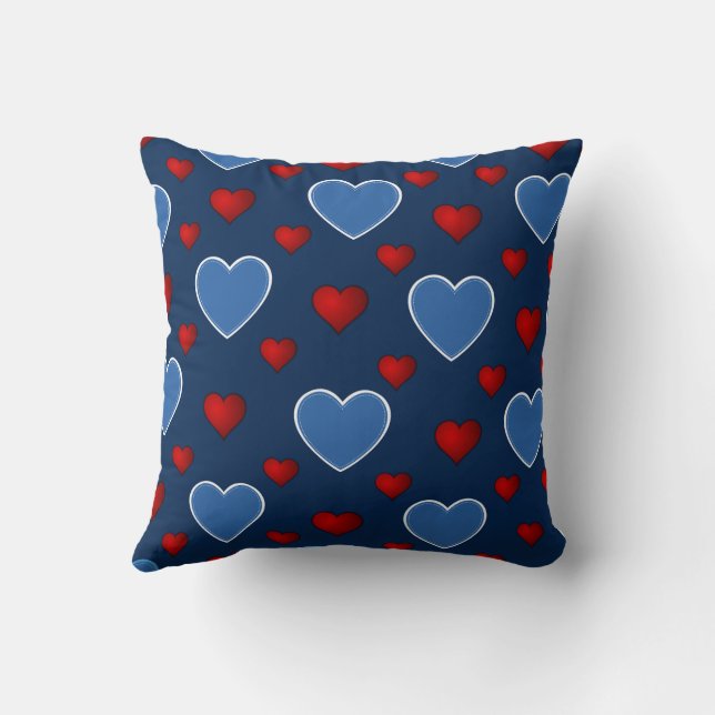 Blue Red Niedlich Cosy Moderne Romantische Herzlic Kissen (Rückseite)