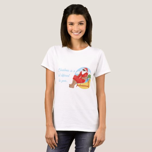Blue Red Niedlich Simple Tropical Holiday Weihnach T-Shirt (Vorne ganz)