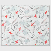 Blue Red Nurse Symbols Gift Geschenkpapier (Flach)