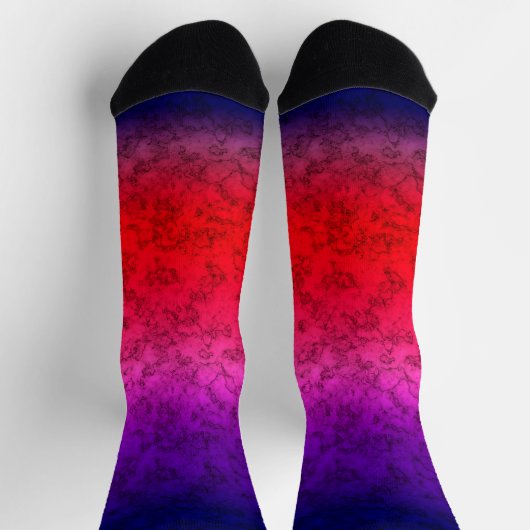 Blue-red Ombre Socken (Oben)