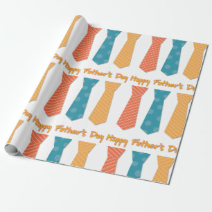Blue Red Orange Stripes Krawatte Happy Vatertag Geschenkpapier